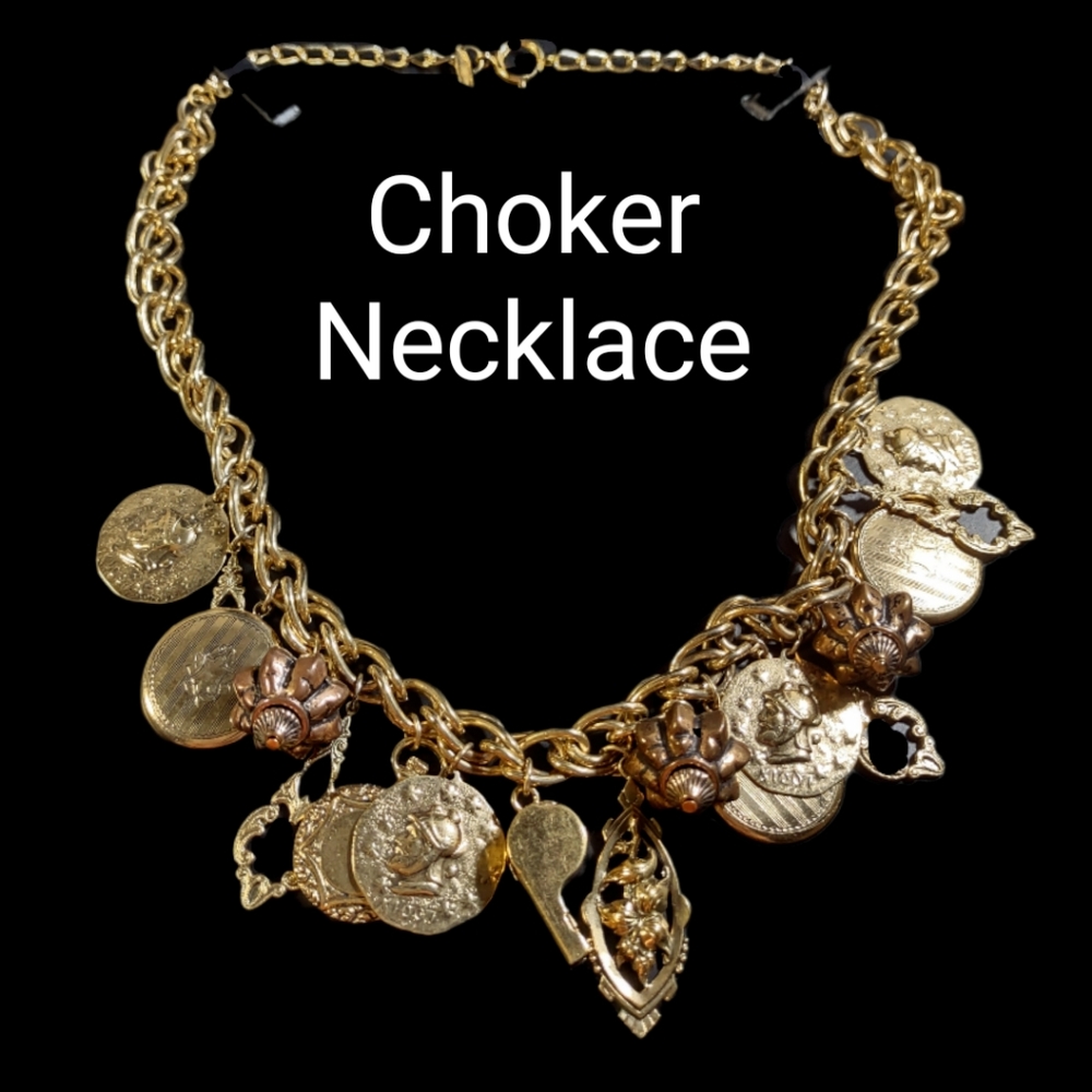 1928 Vintage Gold Trinket Choker Necklace